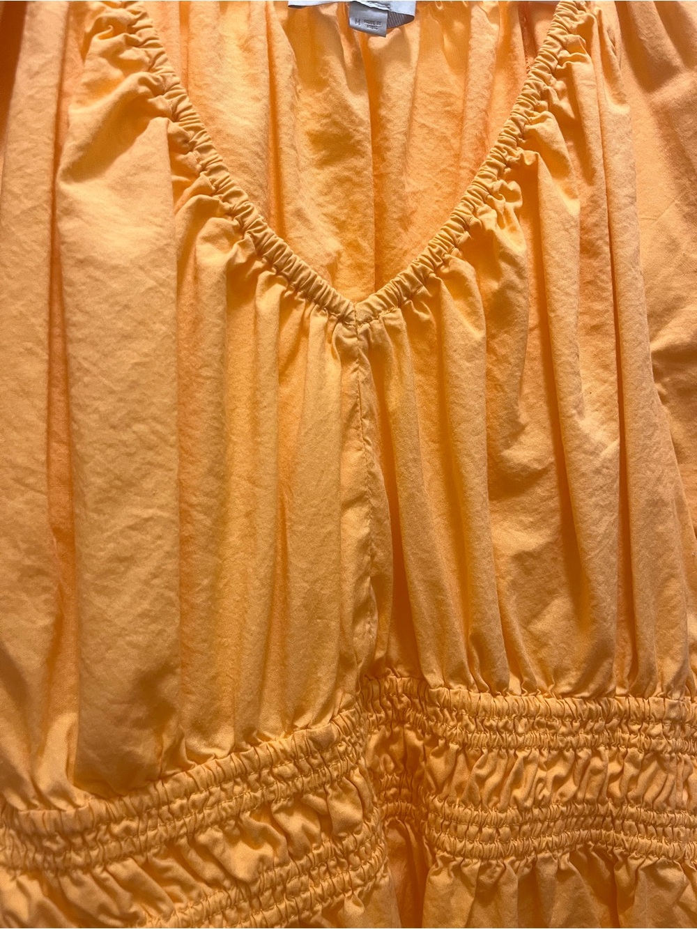 LOFT Bright Orange Puff-Sleeve Smocked Peplum Blouse - Picture 3 of 3